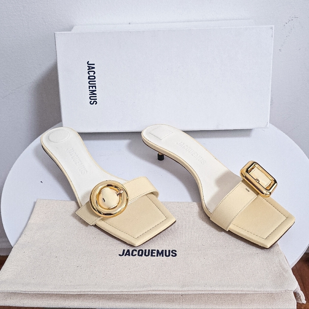 Jacquemus geometric buckle mule slides Les Sandales Regalo Basses Size 38 - Picture 3 of 13